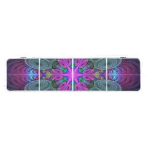 Mandala Colorful Spiritual Fractal Art With Pink Beer Pong Table