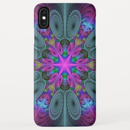Mandala Colorful Spiritual Fractal Art With Pink iPhone XS Max Case