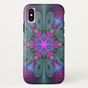 Mandala Colorful Spiritual Fractal Art With Pink iPhone X Case
