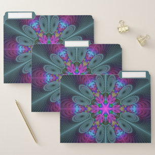 Mandala Colorful Spiritual Fractal Art With Pink File Folder