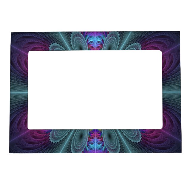 Mandala Colorful Spiritual Fractal Art With Pink Magnetic Frame (Front)