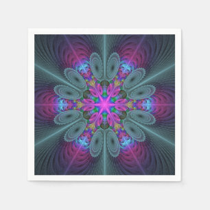 Mandala Colorful Spiritual Fractal Art With Pink Napkins