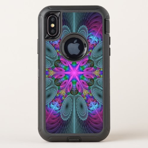 Mandala Colorful Spiritual Fractal Art With Pink OtterBox Defender iPhone X Case