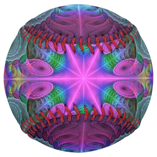 Mandala Colorful Spiritual Fractal Art With Pink Softball (Front)
