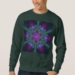 Mandala Colorful Spiritual Fractal Art With Pink Sweatshirt