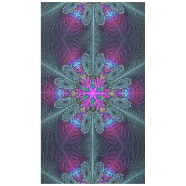 Mandala Colorful Spiritual Fractal Art With Pink Tablecloth (Front)