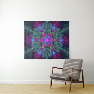 Mandala Colorful Spiritual Fractal Art With Pink Tapestry