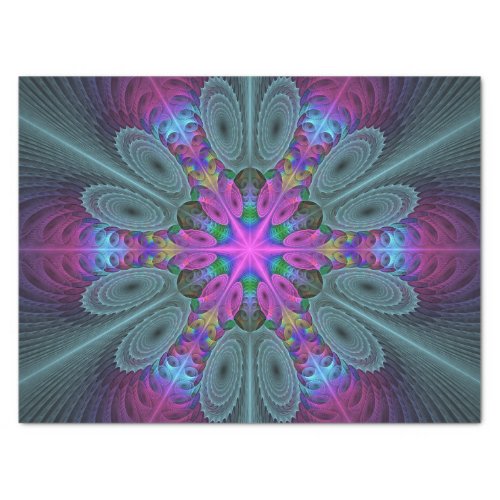 Mandala Colorful Spiritual Fractal Art With Pink Tissue Paper