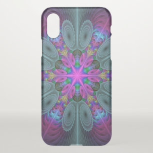 Mandala Colorful Spiritual Fractal Art With Pink iPhone X Case