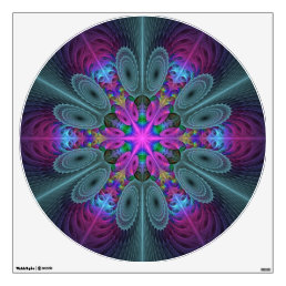 Mandala Colorful Spiritual Fractal Art With Pink Wall Decal