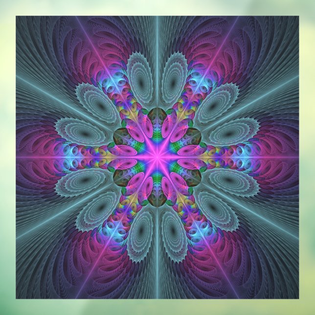 Mandala Colorful Spiritual Fractal Art With Pink Window Cling (Sheet 3)