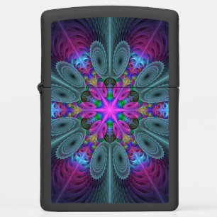 Mandala Colorful Spiritual Fractal Art With Pink Zippo Lighter
