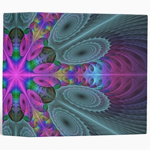 Mandala Colorful Striking Fractal Art Kaleidoscope 3 Ring Binder