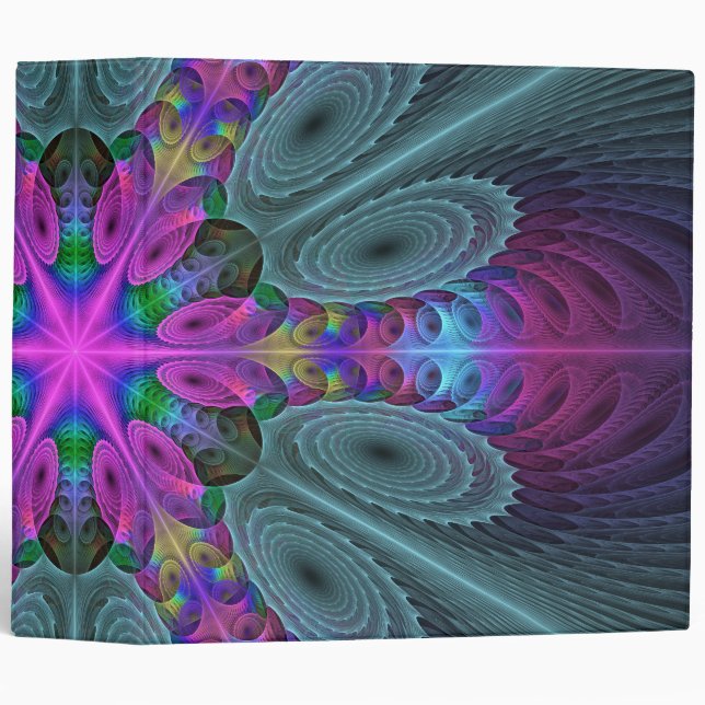 Mandala Colorful Striking Fractal Art Kaleidoscope 3 Ring Binder (Front/Spine)