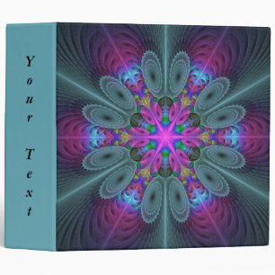 Mandala Colorful Striking Fractal Art Kaleidoscope 3 Ring Binder