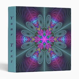 Mandala Colorful Striking Fractal Art Kaleidoscope 3 Ring Binder