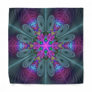 Mandala Colorful Striking Fractal Art Kaleidoscope Bandana