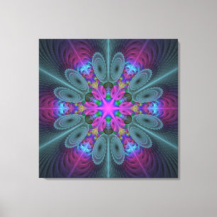 Mandala Colorful Striking Fractal Art Kaleidoscope Canvas Print