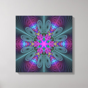 Mandala Colorful Striking Fractal Art Kaleidoscope Canvas Print