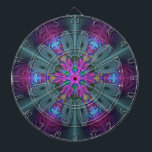 Mandala Colorful Striking Fractal Art Kaleidoscope Dartboard With Darts<br><div class="desc">A luminous and colorful mandala.
Design for your dartboard and more.</div>