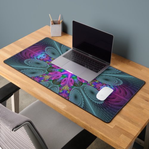 Mandala Colorful Striking Fractal Art Kaleidoscope Desk Mat