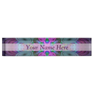 Mandala Colorful Striking Fractal Art Kaleidoscope Desk Name Plate