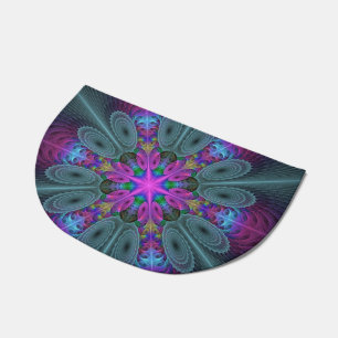 Mandala Colorful Striking Fractal Art Kaleidoscope Doormat