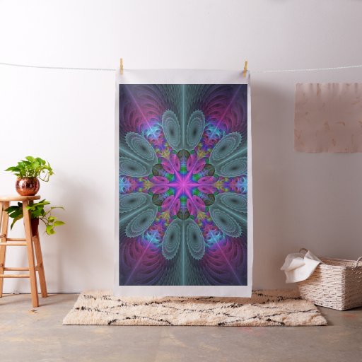 Mandala Colorful Striking Fractal Art Kaleidoscope Fabric
