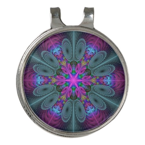 Mandala Colorful Striking Fractal Art Kaleidoscope Golf Hat Clip