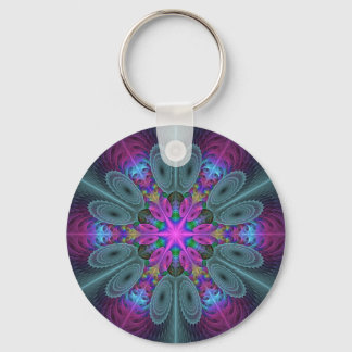 Mandala Colorful Striking Fractal Art Kaleidoscope Keychain