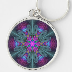 Mandala Colorful Striking Fractal Art Kaleidoscope Keychain