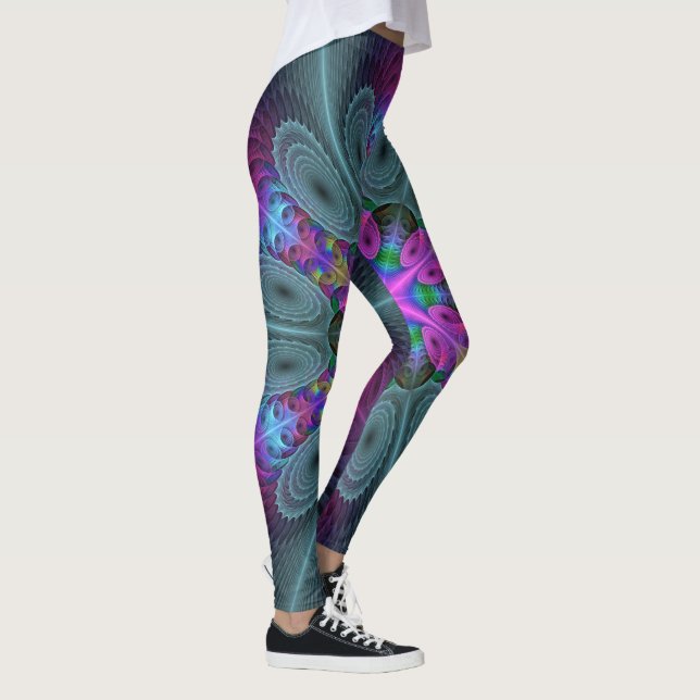 Mandala Colorful Striking Fractal Art Kaleidoscope Leggings (Right)