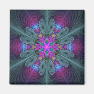 Mandala Colorful Striking Fractal Art Kaleidoscope Magnet