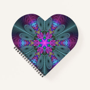 Mandala Colorful Striking Fractal Art Kaleidoscope Notebook