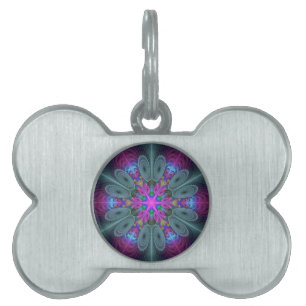 Mandala Colorful Striking Fractal Art Kaleidoscope Pet ID Tag