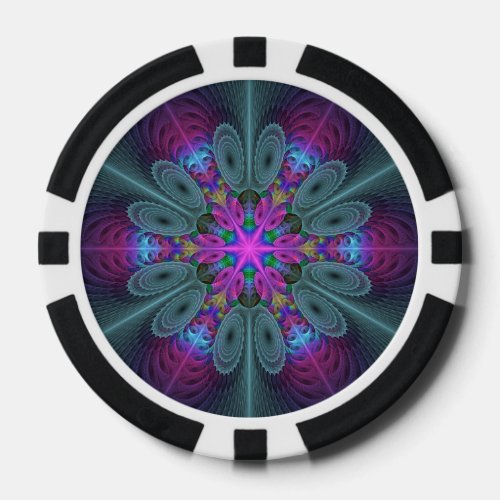 Mandala Colorful Striking Fractal Art Kaleidoscope Poker Chips
