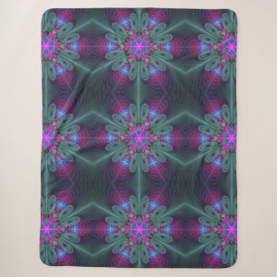 Mandala Colorful Striking Fractal Art Kaleidoscope Sherpa Blanket