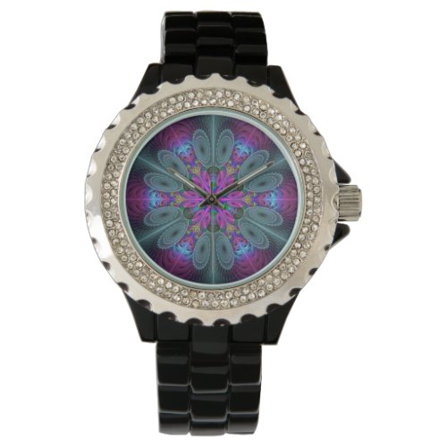 Mandala Colorful Striking Fractal Art Kaleidoscope Watch