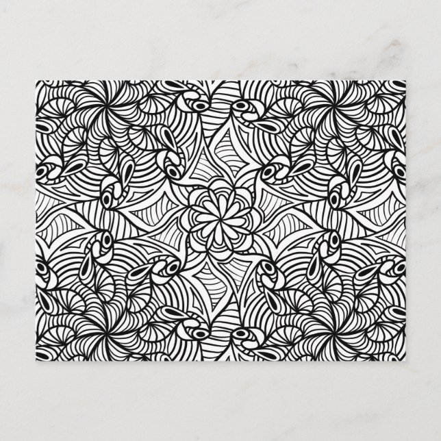 Mandala Coloring Abstract Pattern  Postcard #1 (Front)
