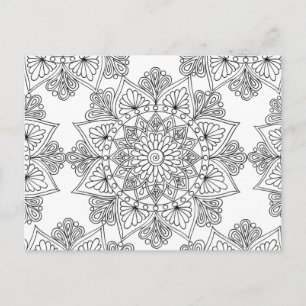 Mandala Coloring Floral Pattern Postcard