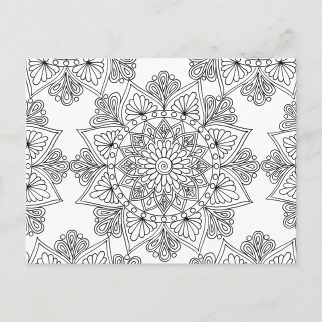 Mandala Coloring Floral Pattern Postcard (Front)