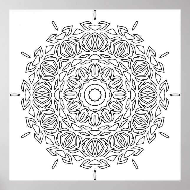 Mandala Coloring Page Layered Leaf Pattern Design Poster (Front)