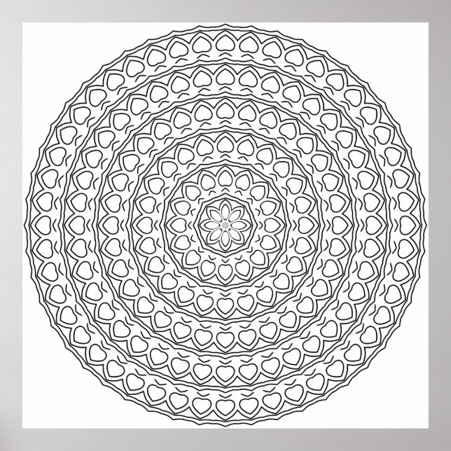 Mandala Coloring Page Organic Pebble Pattern Art Poster (Front)
