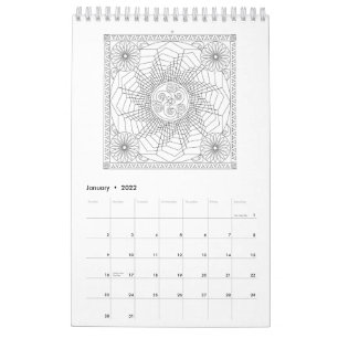 Mandala Coloring Pages Calendar in Black and White