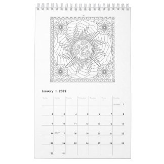 Mandala Coloring Pages Calendar in Black and White