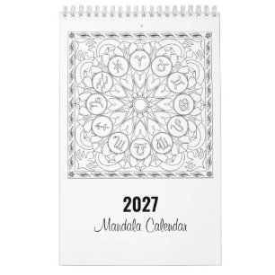 Mandala Coloring Pages Calendar in Black and White