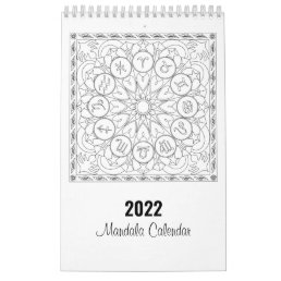 Mandala Coloring Pages Calendar in Black and White