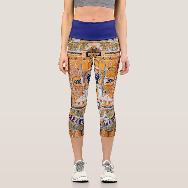 Mandala Cosmic Diagram for Meditation Capri Leggings (Front)