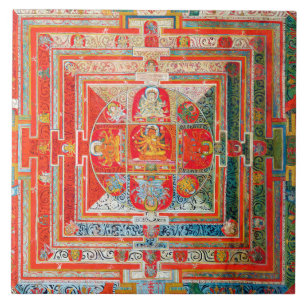 Mandala Cosmic Diagram for Meditation Ceramic Tile