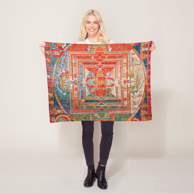 Mandala Cosmic Diagram for Meditation Fleece Blanket (In Situ)